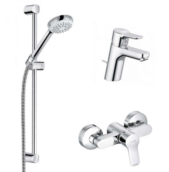 Комплект смесителей для душа с душевым гарнитуром 3 в 1 Kludi Pure&Easy латунь хром 378450565