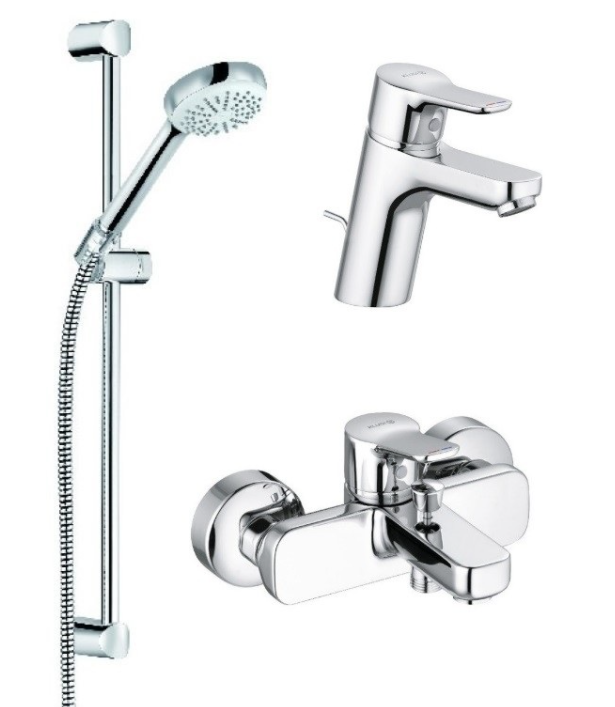 Комплект смесителей для ванной с душевым гарнитуром 3 в 1 Kludi Pure&Easy латунь хром 376850565