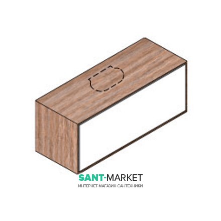 Тумба підвісна Hatria Sliding wood system 80 з отвором в центрі дерево горіх / білий глянець YXT592