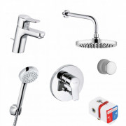 Душевой комплект 7 в 1 Kludi Pure&Easy с верхним и ручным душем латунь хром 376300565