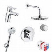 Душевой комплект 7 в 1 Kludi Pure&Easy с верхним и ручным душем латунь хром 376300565