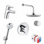 Душовий комплект 7 в 1 Kludi Pure & Easy з верхнім і ручним душем латунь хром 376300565