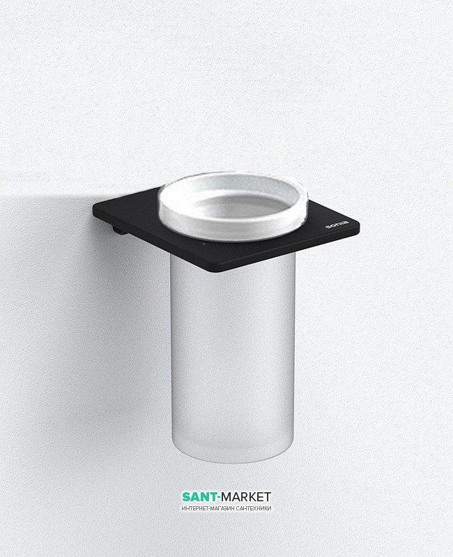Cтакан для зубних щіток Sonia S-Cube Black настінний білий / чорний 169924