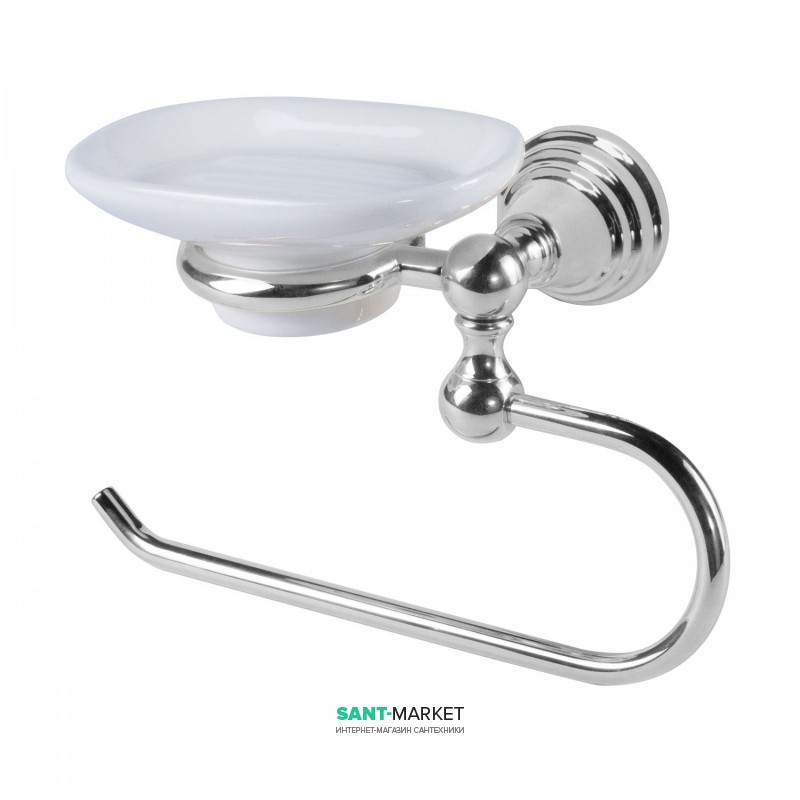 Тримач для рушників з мильницею настінний Tres Retro-Tres хром/білий 12463611