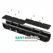 Дренажный канал AlcaPlast 100 мм с металлической рамой и  решеткой из композитного материала С250 AVZ103-R403