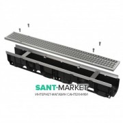 Дренажный канал AlcaPlast 100 мм с металлической рамой и оцинкованной решеткой  С250 AVZ103-R104