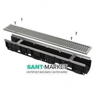 Дренажний канал AlcaPlast 100 мм з металевою рамою і оцинкованою решіткою С250 AVZ103-R104