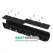 Дренажный канал AlcaPlast 100 мм с пластиковой рамой и пластиковой решеткой А15 AVZ104-R401