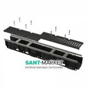 Дренажный канал AlcaPlast 100 мм с металлической рамой и чугунной решеткой D400 AVZ103-R201