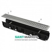 Дренажний канал AlcaPlast 100 мм з пластиковою рамою і оцинкованою решіткою В125 AVZ102-R103