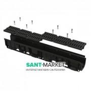 Дренажний канал AlcaPlast 100 мм з пластиковою рамою і пластиковою гратами А15 AVZ104-R401