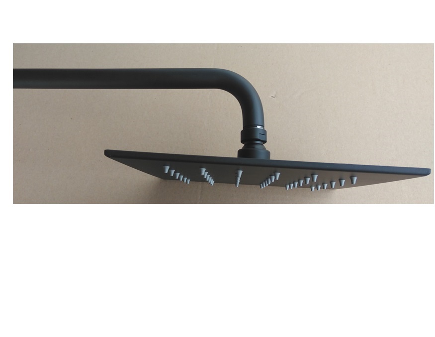 Верхній душ Fiore 20х20 см з власником чорний матовий 30NN8650