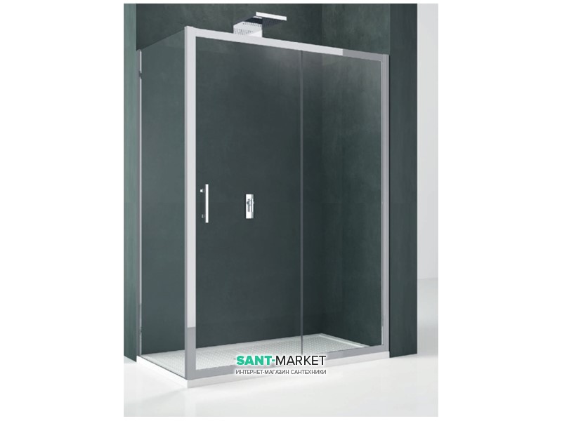 Дверь душевая Novellini Kali 2P 110 см профиль серебро прозрачное стекло KALI2P104-1B