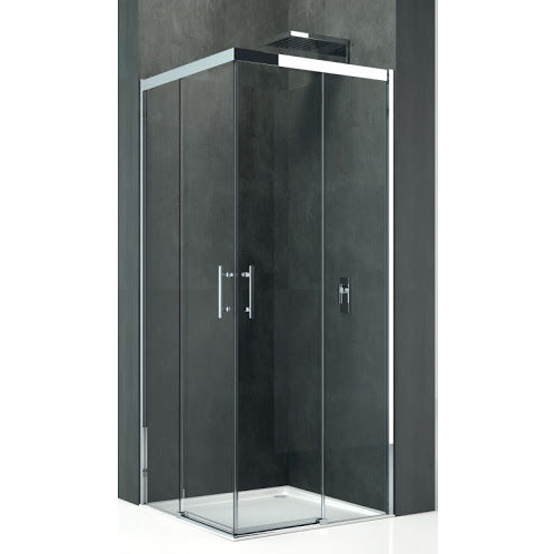 Двері душова Novellini Kali A-H для кутового входу профіль срібло прозоре скло KALIAH76L-1B