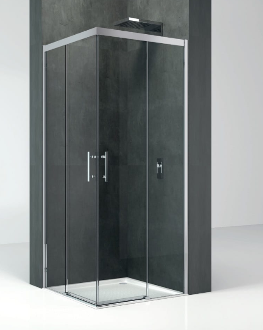 Двері душова Novellini Kali A-H для кутового входу профіль срібло прозоре скло KALIAH86L-1B