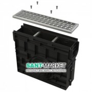 Пескоуловитель для дренажного каналу AlcaPlast AVZ102 з пластиковою рамою і оцинкованою решіткою В125 AVZ102R-R103S