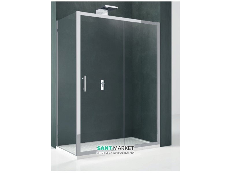 Дверь душевая Novellini Kali 2P 120 см профиль серебро прозрачное стекло KALI2P114-1B