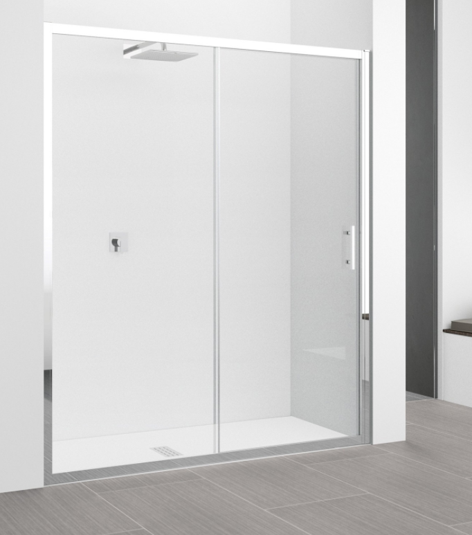 Двері душова Novellini Zephyros 116-122x195h профіль хром прозоре скло ZEPHYR2P1161K