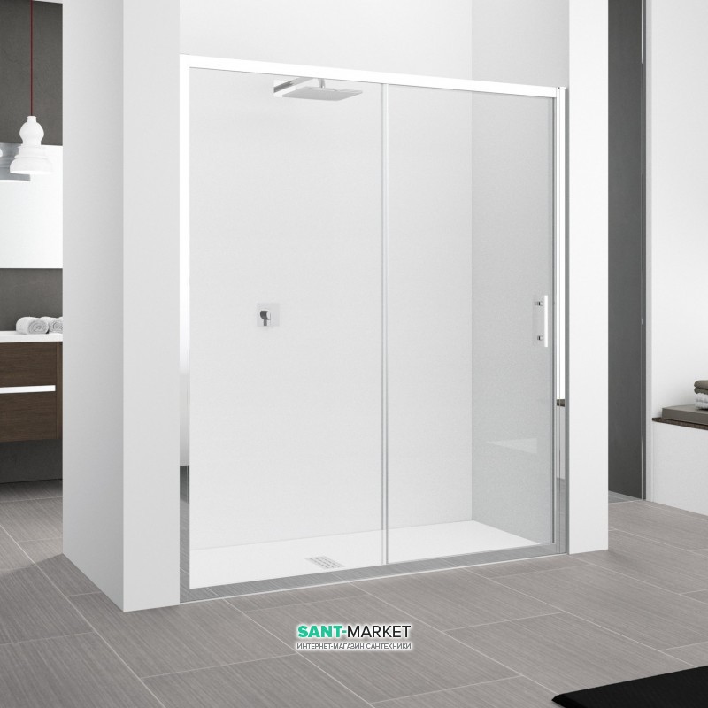 Дверь душевая Novellini Zephyros 136-142x195h профиль хром прозрачное стекло ZEPHYR2P1361K