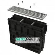 Пескоуловитель для дренажного каналу AlcaPlast AVZ102 з пластиковою рамою і оцинкованою решіткою В125 AVZ102R-R103S