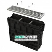 Пескоуловитель для дренажного канала AlcaPlast AVZ102 с пластиковой рамой и оцинкованной решеткой В125 AVZ102R-R103S