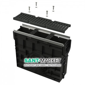 Пескоуловитель для дренажного канала AlcaPlast AVZ103 с металлической рамой и чугунной решеткой D400 AVZ103R-R201