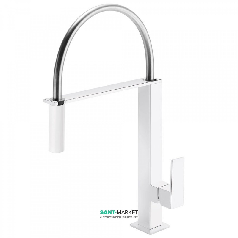 Змішувач для кухні одноважільний Tres Cuadro Color врізний білий матовый 006487BM