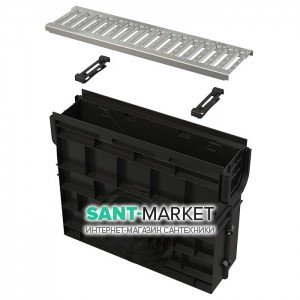 Пескоуловитель для дренажного каналу AlcaPlast AVZ102 з оцинкованою решіткою З-образного профілю А15 AVZ102R-R102S