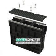 Пескоуловитель для дренажного канала AlcaPlast AVZ103 с металлической рамой и чугунной решеткой D400 AVZ103R-R201