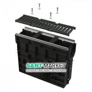 Пескоуловитель для дренажного канала AlcaPlast AVZ103 с металлической рамой и чугунной решеткой С250 AVZ103R-R202