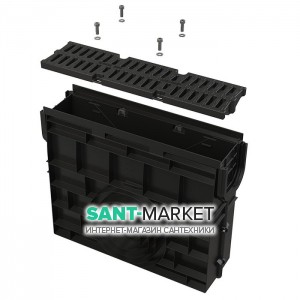 Пескоуловитель для дренажного каналу AlcaPlast AVZ104 з пластиковою рамою і гратами з композитного матеріалу В125 AVZ104R-R402