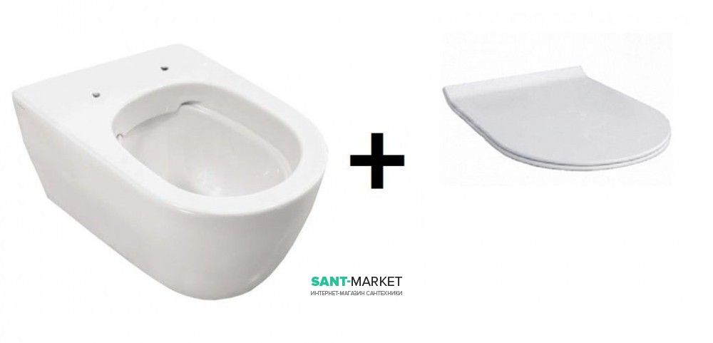 Унітаз підвісний Hatria Fusion Rimless з сидінням з кришкою Soft Close Y1CC + Y1X001