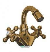 Смеситель для биде двухвенильный Tres Clasic-Tres врезной бронза 137120