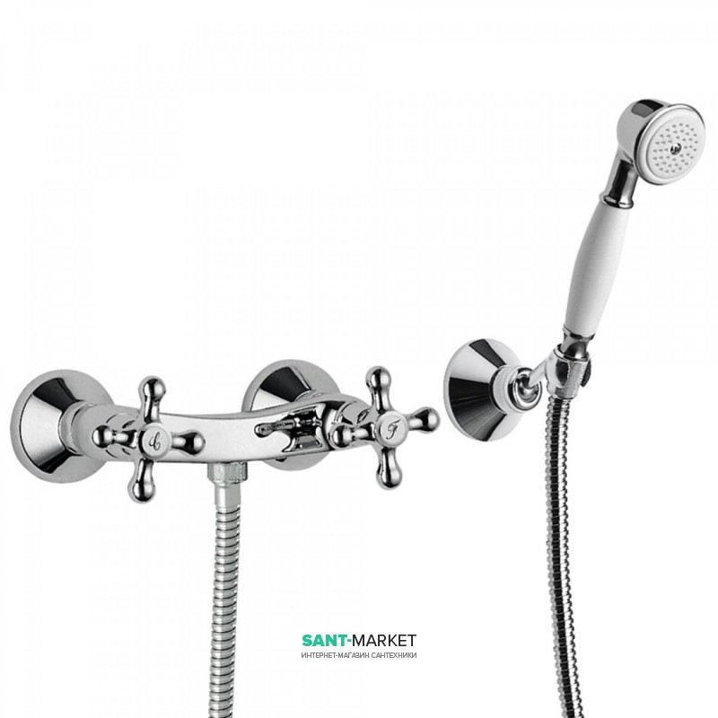 Змішувач для душа Tres Clasic-Tres двухвентильний настінний з ручним душем хром 132768