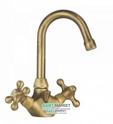 Смеситель для раковины двухвентильный Tres Clasic-Tres врезной бронза 53710401