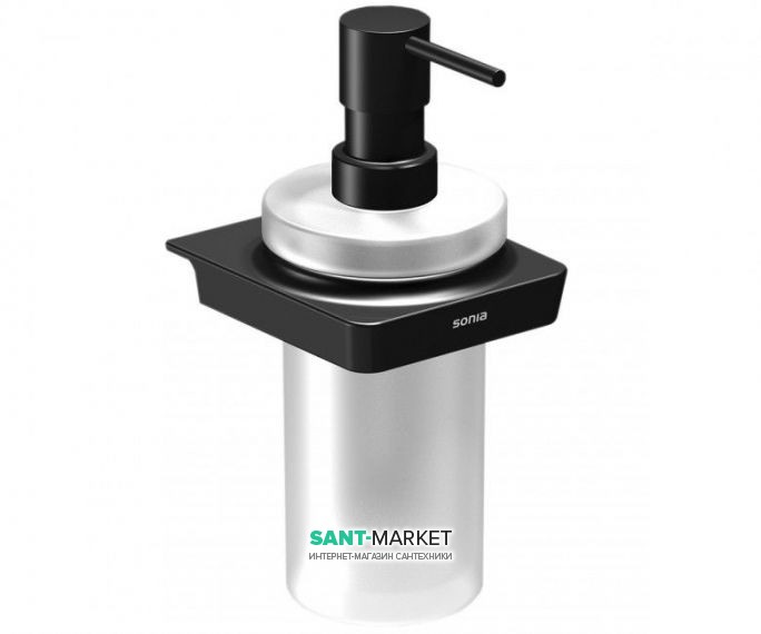 Диспенсер для рідкого мила Sonia S6 Black настінний чорний / білий 166466