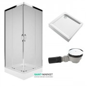 Душевая кабина Kolo Rekord 90х90 см с поддоном KOLO First и сифоном Geberit PKDK90222003+XBK1690000+150.551.21.1