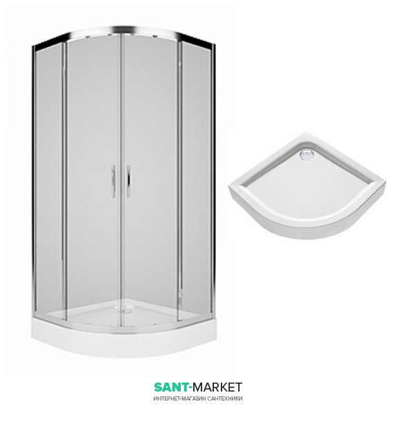 Душова кабіна Kolo Rekord напівкругла 90х90 см з піддоном KOLO First PKPG90222003 + XBN1690000