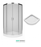Душевая кабина Kolo Rekord полукруглая 90х90 см с поддоном KOLO First PKPG90222003+XBN1690000