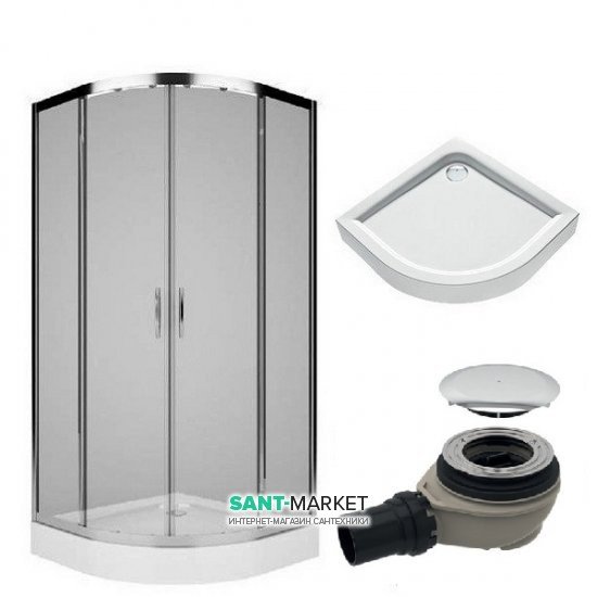 Душевая кабина Kolo Rekord 90х90 см с поддоном KOLO First и сифоном Geberit PKPG90222003+XBN1690000+150.551.21.1