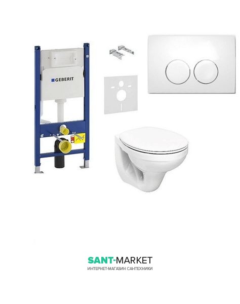 Унітаз Kolo Idol з сидінням інсталяцією Geberit Duofix і змивний клавішею Delta 21 M1310000U + 458.126.00.1 + 115.125.11.1