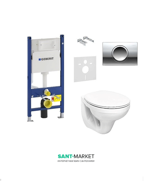 Унитаз Kolo Idol с сидением инсталляцией Geberit Duofix и смывной клавишей Delta 11 M1310002U+458.126.00.1+115.120.21.1