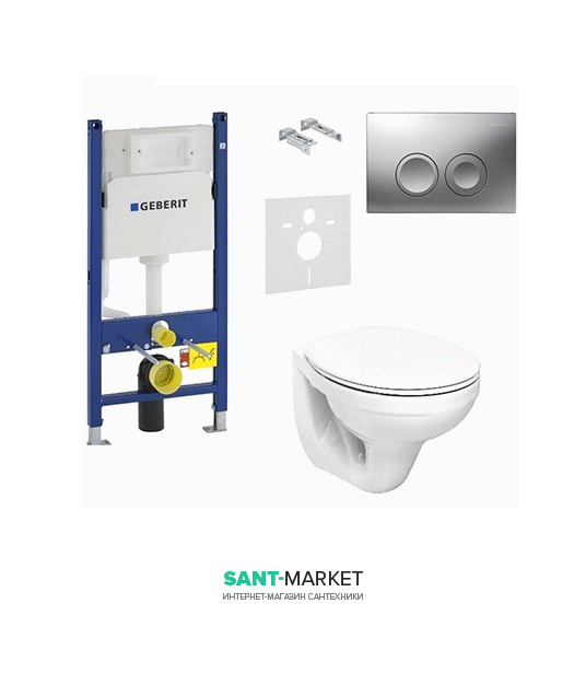 Унитаз Kolo Idol с сидением инсталляцией Geberit Duofix и смывной клавишей Delta 21 M1310002U+458.126.00.1+115.125.46.1