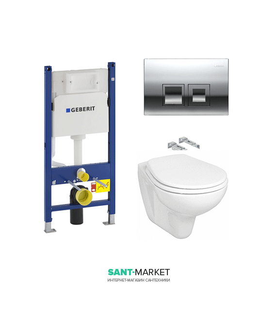 Унитаз Kolo Idol с сидением инсталляцией Geberit Duofix и смывной клавишей Delta 50 M1310002U+458.126.00.1+115.135.46.1