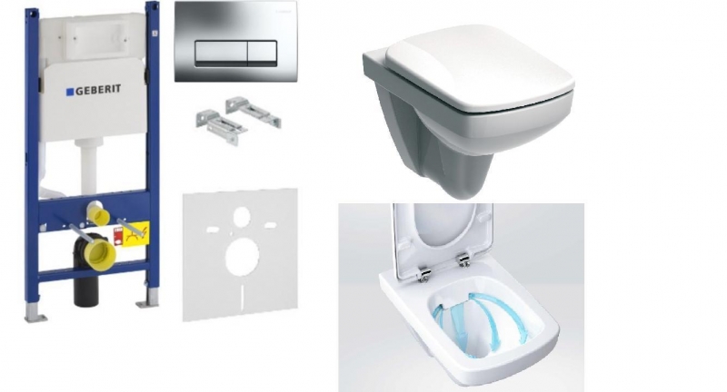 Унітаз Kolo Nova Pro Rimfree з сидінням інсталяцією Geberit Duofix Delta (3в1) і змивний клавішею Delta 51 M39018000 + 458.126.00.1 + 115.105.46.1