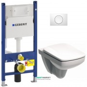 Унитаз Kolo Nova Pro Rimfree с сидением инсталляцией Geberit Duofix Delta (3в1) и смывной клавишей Delta 11 M39018000 + 458.126.00.1 + 115.120.11.1