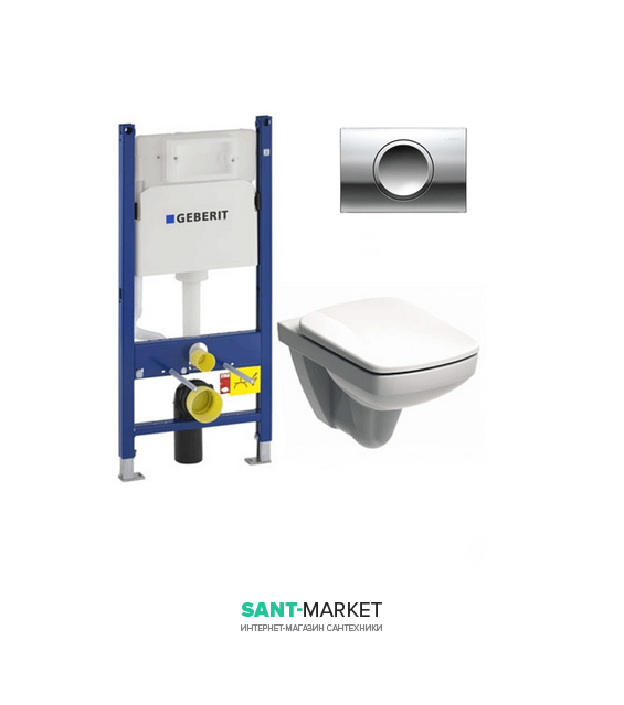 Унитаз Kolo Nova Pro Rimfree с сидением инсталляцией Geberit Duofix Delta (3в1) и смывной клавишей Delta 11 M39018000 + 458.126.00.1 + 115.120.46.1