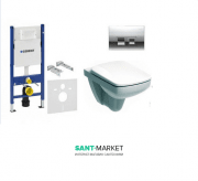 Унитаз Kolo Nova Pro Rimfree с сидением инсталляцией Geberit Duofix Delta (3в1) и смывной клавишей Delta 50 M39018000 + 458.126.00.1 + 115.135.21.1