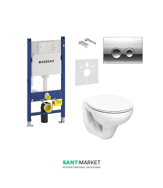 Унітаз Kolo Idol з сидінням інсталяцією Geberit Duofix і змивний клавішею Delta 21 M1310002U + 458.126.00.1 + 115.125.21.1