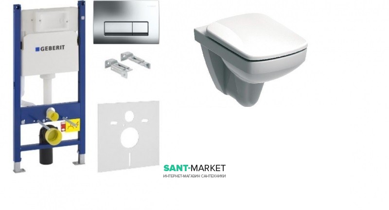 Унитаз Kolo Nova Pro Rimfree с сидением инсталляцией Geberit Duofix Delta (3в1) и смывной клавишей Delta 51 M39018000 + 458.126.00.1 + 115.105.21.1